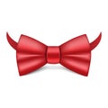 Red bowtie icon, realistic style