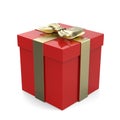 Christmas Gift Box On Isolated White Background, 3D Illustration