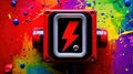 A red box with a lightning bolt on it Royalty Free Stock Photo
