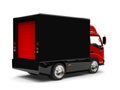 Red box truck with black trailer - rear view Royalty Free Stock Photo