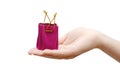 Red box under a jewel in a hand Royalty Free Stock Photo