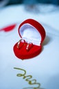 Red box with wedding rings Royalty Free Stock Photo