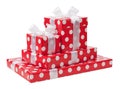 Red box with white dots and white bow Royalty Free Stock Photo