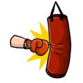 Red Boxing glove. Punch the punching bag. Sports inventory and equipment Royalty Free Stock Photo