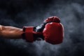 Red boxing glove on smoke backgrounds Royalty Free Stock Photo