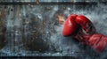 Red boxing glove striking with power, dynamic movement, sport theme. Intense training or competition concept. Sporty and Royalty Free Stock Photo