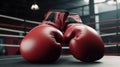 red boxing gloves in the ring generative ai Royalty Free Stock Photo