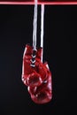 Red boxing gloves on a ring. black background Royalty Free Stock Photo