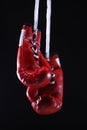 Red boxing gloves on a ring. black background Royalty Free Stock Photo