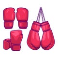 Red boxing gloves set vector illustration Royalty Free Stock Photo