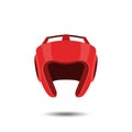 Red boxing helmet on a white background. Icon of the boxer`s equipment in realistic style