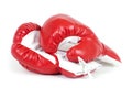 Red boxing leather gloves.