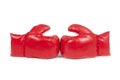 Red boxing leather gloves.