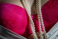 Red bra with pearls Royalty Free Stock Photo