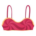Red bra with yellow lace trim vector illustration. Feminine undergarment and fashion accessory