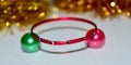 Red bracelets on plastic balls unique photo Royalty Free Stock Photo