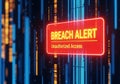 Red breach alert sign unauthorized access digital background Royalty Free Stock Photo