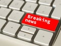 Breaking news button on a computer keyboard. Royalty Free Stock Photo