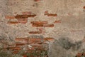 Red brick block wall texture old background ancient weathered brick wall with cracks and destroyed stucco layer Royalty Free Stock Photo