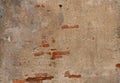 red brick block wall texture old background ancient weathered brick wall with cracks and destroyed stucco layer with copy space Royalty Free Stock Photo