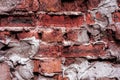 Red brick broken wall . Royalty Free Stock Photo