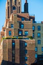 Red brick building in central New York blue sky architecture Royalty Free Stock Photo