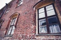 Red brick building facade, traditional Scandinavian architecture