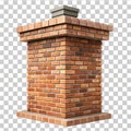 Red brick chimney stack with grey cap isolated on white background orange Royalty Free Stock Photo