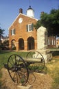 Red brick courthouse with cannon in foreground, Fairfax County, VA Royalty Free Stock Photo