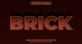 Red Brick - Editable Text Effect. Brick theme style Royalty Free Stock Photo