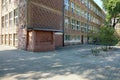 Red brick facade of a school