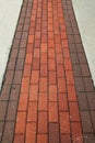 Red Brick Flooring on a Sidewalk Outdoors in USA Royalty Free Stock Photo