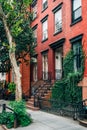 Red brick house in the West Village, Manhattan, New York City Royalty Free Stock Photo