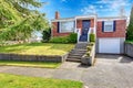 Red brick house with white trim Royalty Free Stock Photo