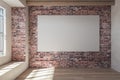 Red brick interior with empty billboard Royalty Free Stock Photo