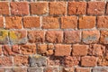 Red brick pattern. An old brick wall with cracks and scratches. A wall with the texture of broken bricks. Vintage facade Royalty Free Stock Photo
