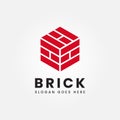 red brick, pile and stack balance bricks with polygon logo vector illustration design template Royalty Free Stock Photo