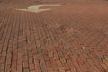 Red brick road with white painted arrow Royalty Free Stock Photo