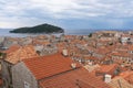 Red brick roof skyline in old town Dubrovnik in Croatia Royalty Free Stock Photo