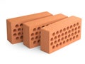 Red brick set with a round holes. Royalty Free Stock Photo