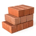 Red brick stack isolated on white Royalty Free Stock Photo