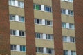 Old building windows downtown city vintage architecture red brick and stone apartments Royalty Free Stock Photo