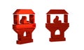 Red Brick stove icon isolated on transparent background. Brick fireplace, masonry stove, stone oven icon.