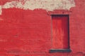 Red brick wall background and door. Royalty Free Stock Photo