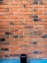 Red brick wall background with LED spotlight ground Royalty Free Stock Photo