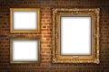 Red Brick Wall with blank frames Royalty Free Stock Photo