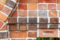 Red brick wall from bricks. Geometric background image from brown bricks. Compound with smooth brickwork Royalty Free Stock Photo