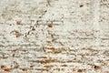 Red Brick Wall With Damaged And Cracked White Plaster Royalty Free Stock Photo