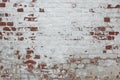 Red Brick Wall With Damaged White Plaster Background Royalty Free Stock Photo