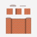 red brick wall elements seamless pattern isolated Royalty Free Stock Photo